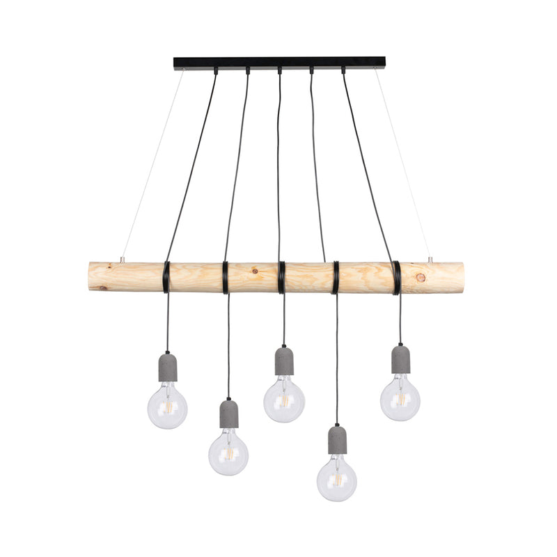 Trabo Concrete Pendant Lamp 5xE27 Max.60W Natural Pine/Black/Grey