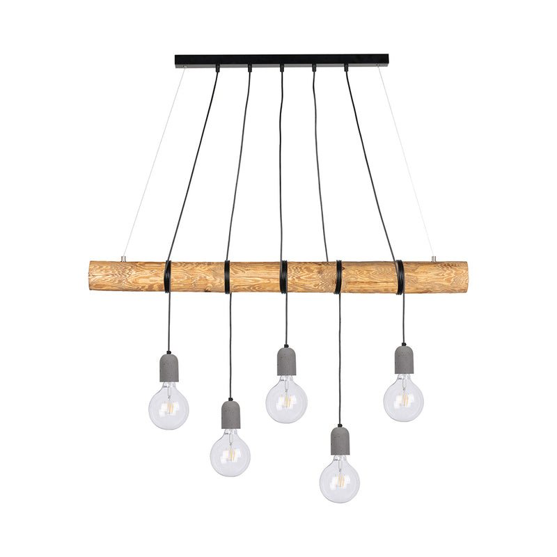 Trabo Concrete Pendant Lamp 5xE27 Max.60W Stained Pine/Black/Grey