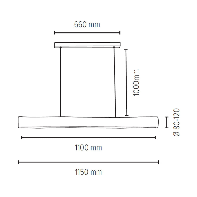 Lucas Pendant Lamp 1xLED 24V Integrated, 33W Natural Pine/Black Witch Touch Dimmer