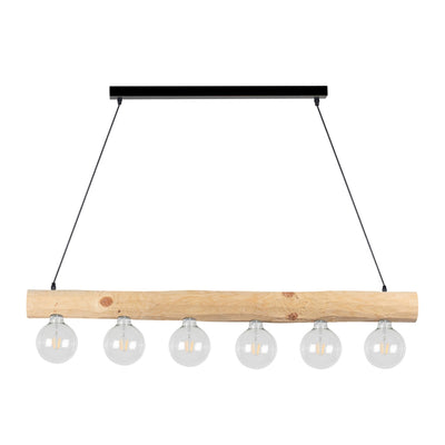 Trabo Simple  Wooden FSC Pendant 6xE27 Max.60W Natural Pine/Black PVC Cable