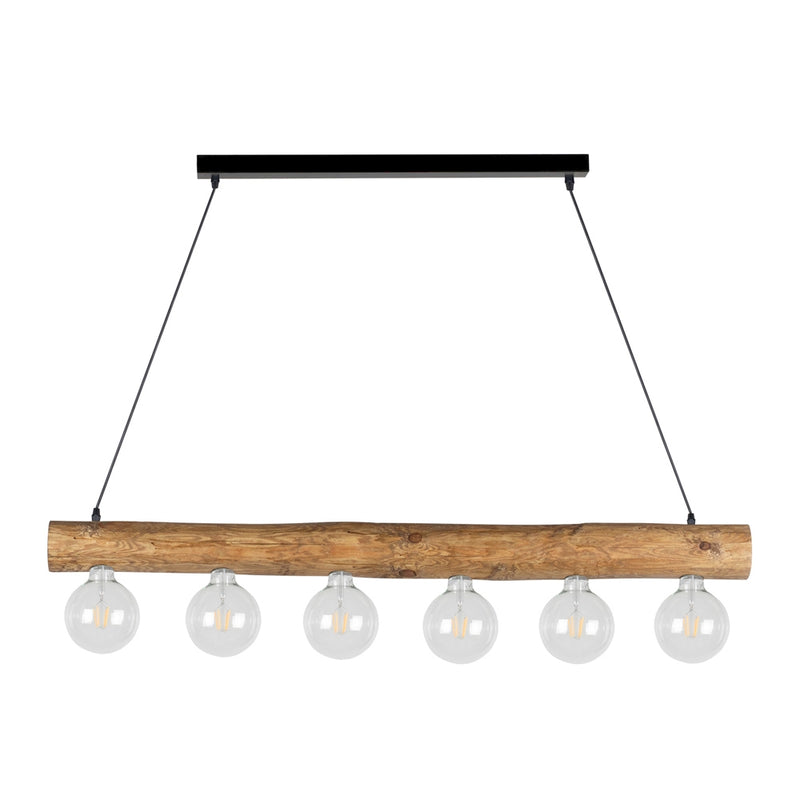 Trabo Simple  Wooden FSC Pendant 6xE27 Max.60W Stained Pine/Black PVC Cable