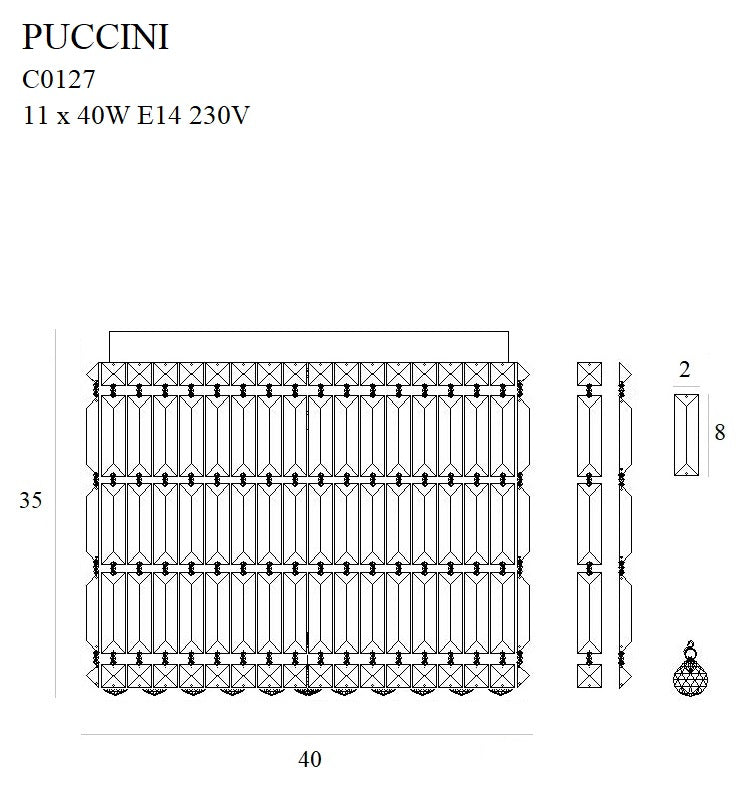 Maxlight Puccini 11L flush mount D 40cm