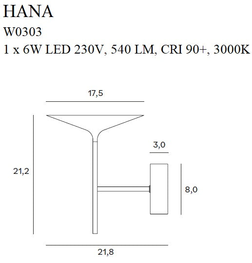 Lampada da parete Maxlight Hana 1L LED 6W