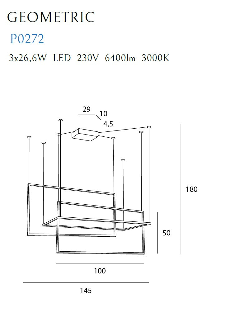 Lampe à suspension linéaire Maxlight Géométrique 3L LED