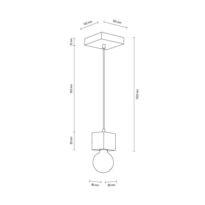 Strong Square Pendant 1xE27 Max.60W Grey/Black/Braided