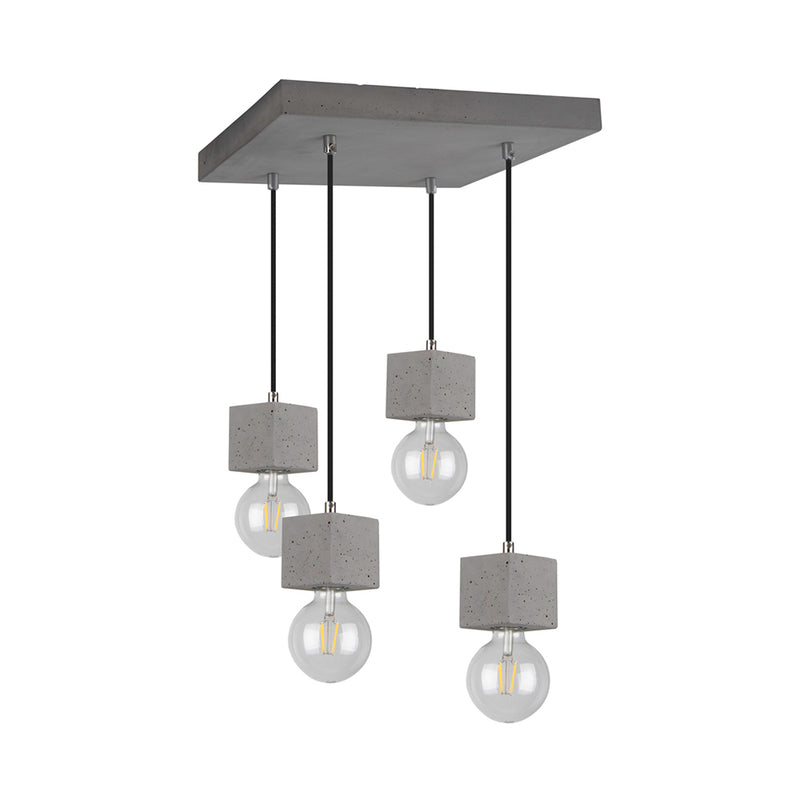 Strong Square Pendant 4xE27 Max.60W Grey/Black/Braided