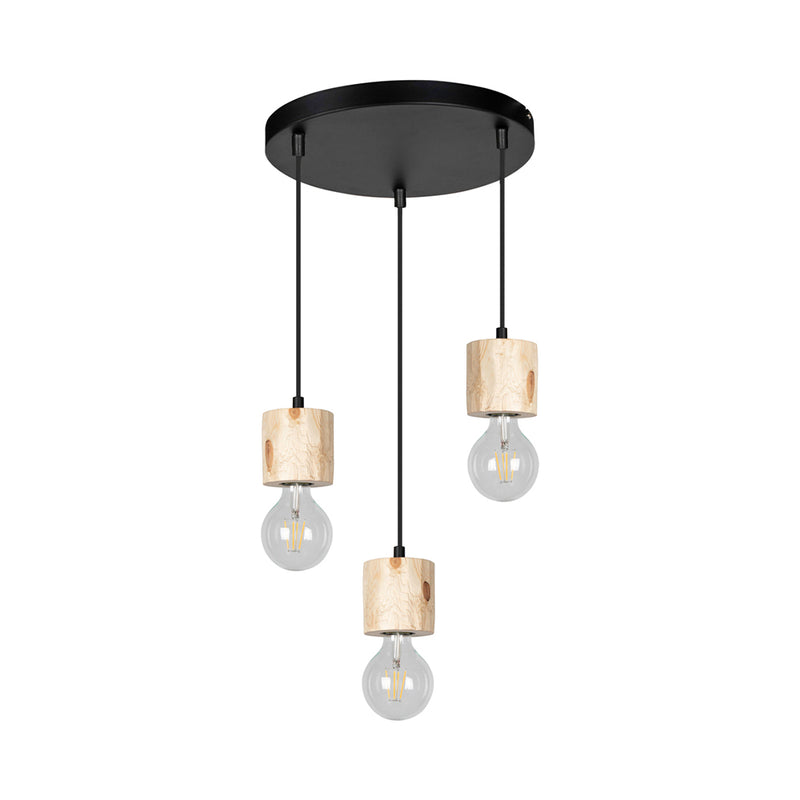 Pino Pendant 3xE27 Max.60W Natural Pine/Black