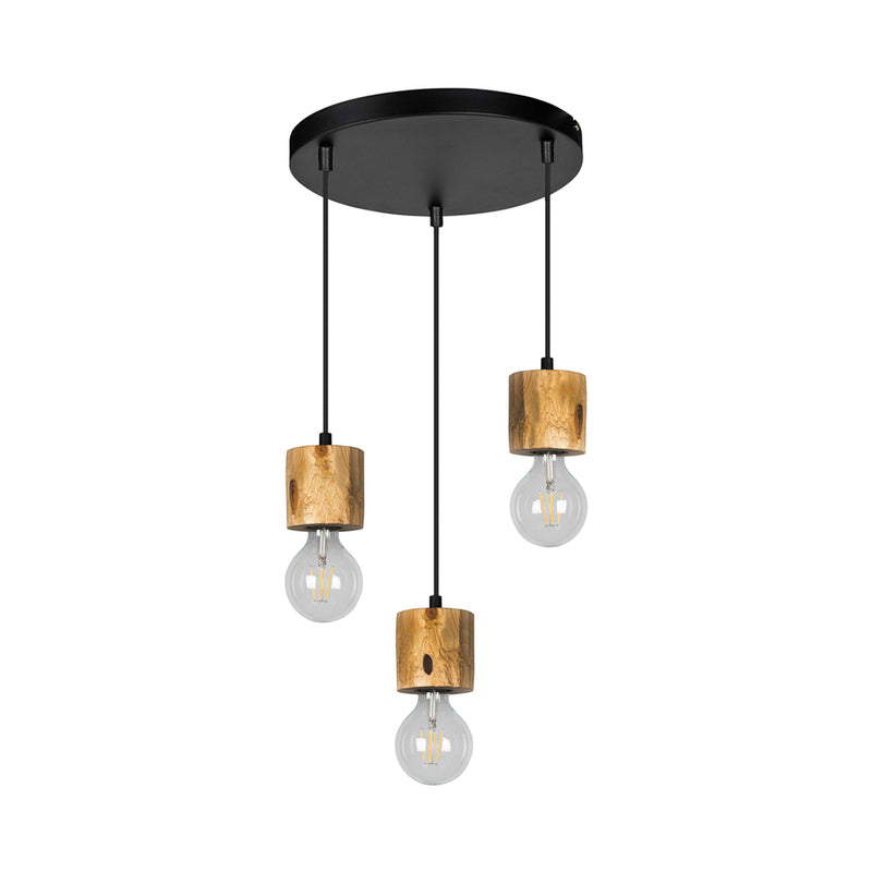 Pino Pendant Lamp 3xE27 Max.60W Stained Pine/Black