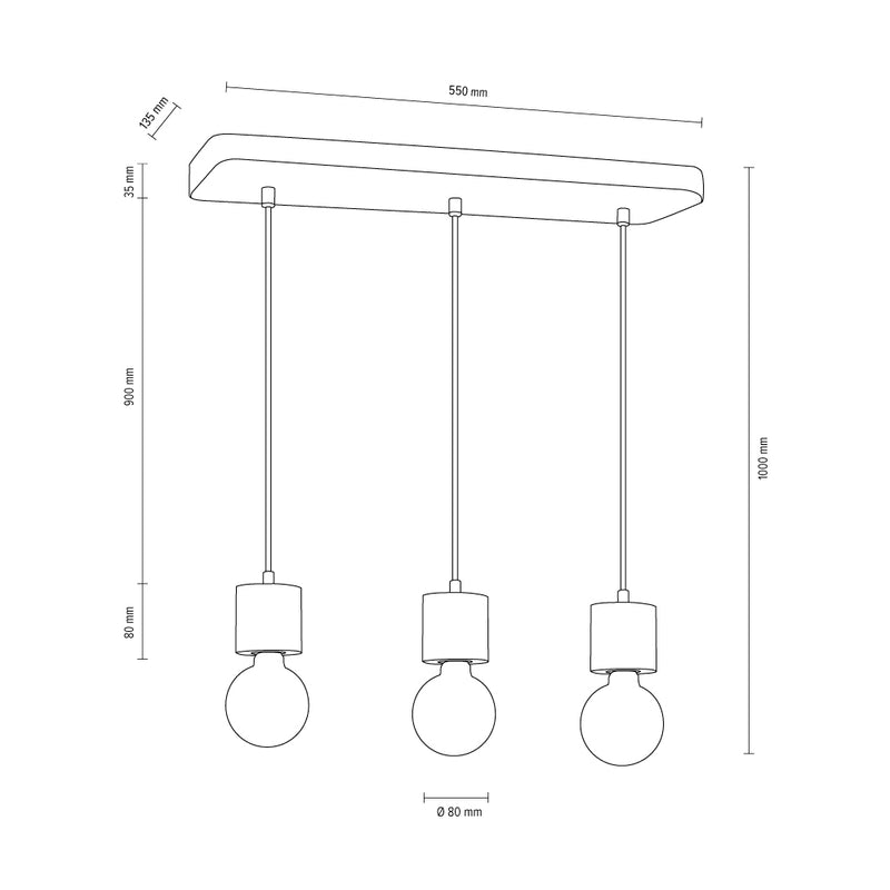 Strong Pendant 3xE27 Max.60W Concrete/Black