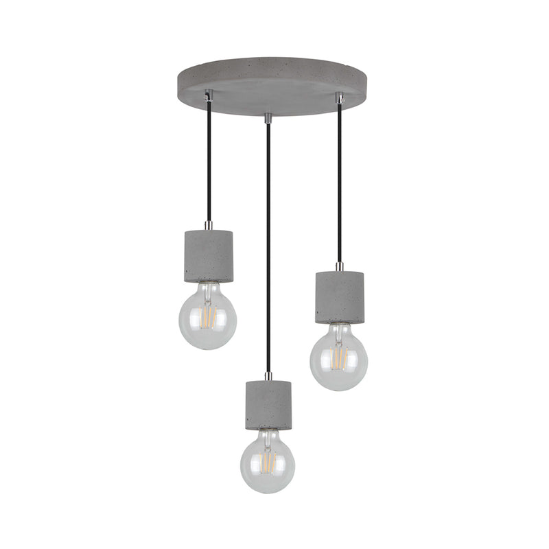 Strong Round Pendant 3xE27 Max.60W Concrete/Black