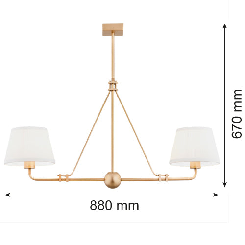 Argon Atrani 2L chandelier E27 H 67cm