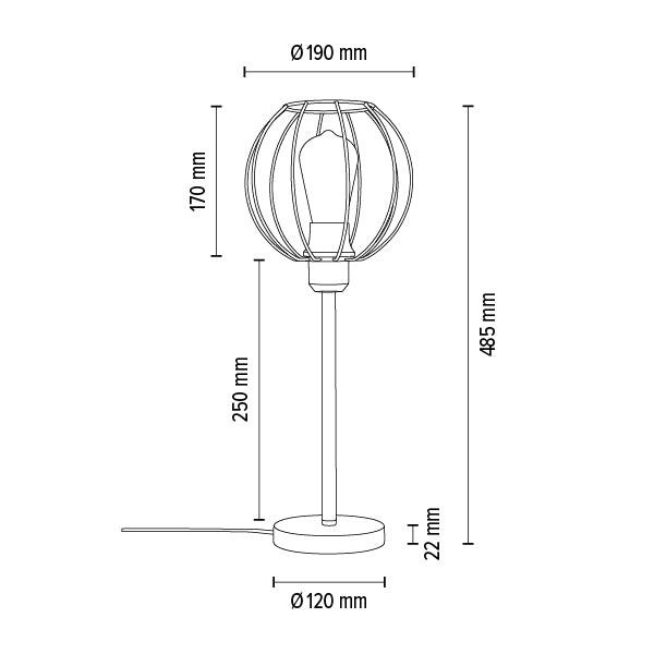 Britop Lighting Coop Lámpara de mesa 1L negro E27, Al. 48,5cm