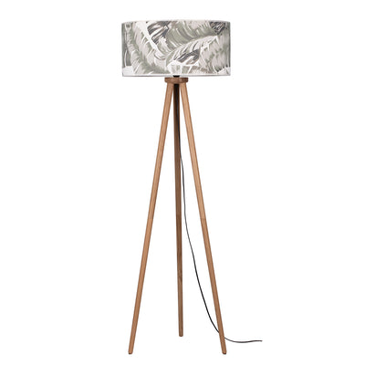 Madera Wooden FSC Floor Lamp 1xE27 Max.60W Oak Oak Oiled/Transparent PVC Cable/Gray-Green FSC Wallpaper