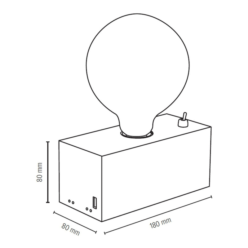 Theo Table Lamp 1xE27 Max.25W Oiled Oak/Black With Integrated USB Charging Station