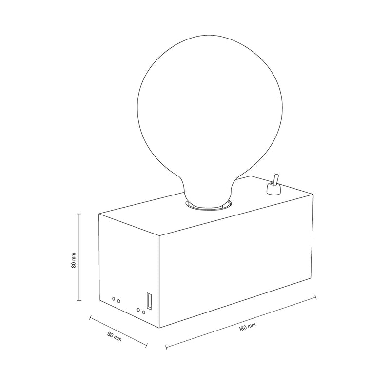 Theo Table Lamp 1xE27 Max.25W Oiled Oak/Black With Integrated USB Charging Station