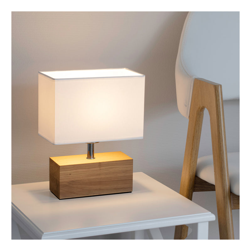 Theo Table Lamp 1xE27 Max.25W Oiled Oak/Black/White