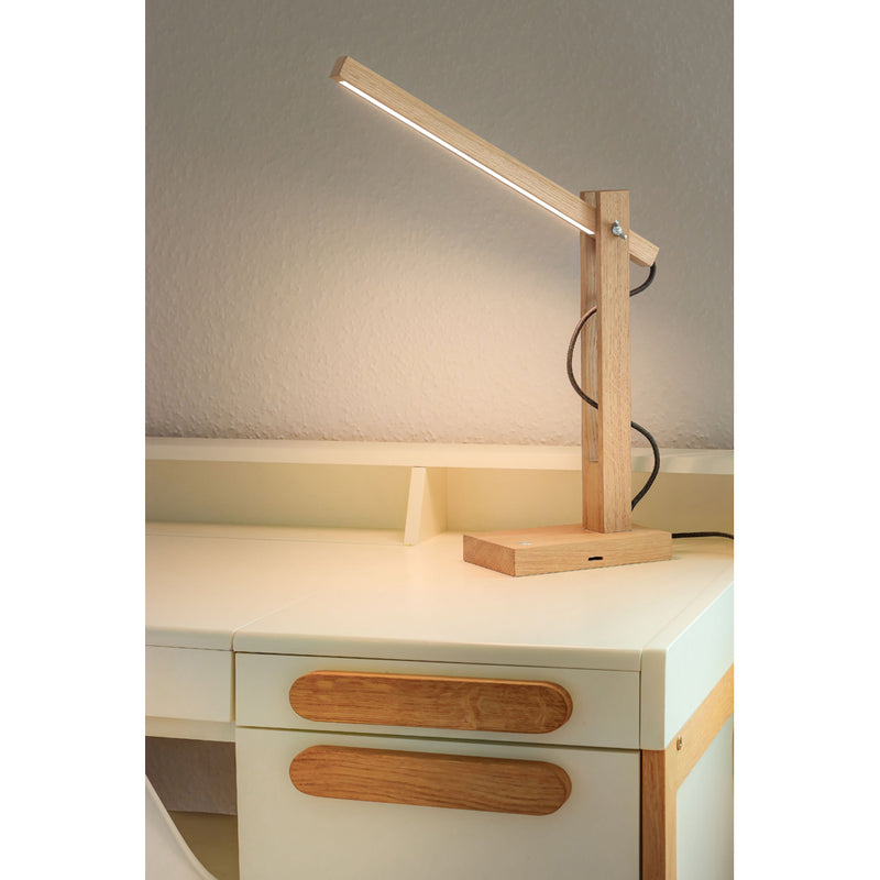 Tukan Table Lamp 1xLED 24V Integrated 5.5W Oiled Oak/Dark Grey/Touch Dimmer