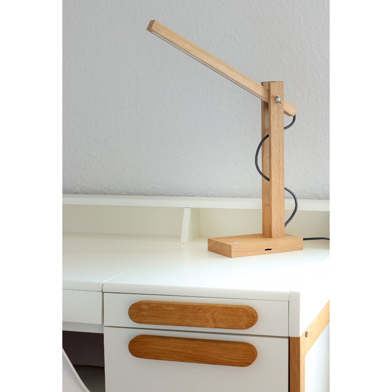 Tukan Table Lamp 1xLED 24V Integrated 5.5W Oiled Oak/Dark Grey/Touch Dimmer