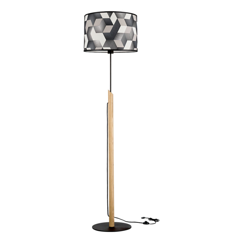 Espacio Floor Lamp 1xE27 Max.60W Black/Oiled Oak/Multicolor