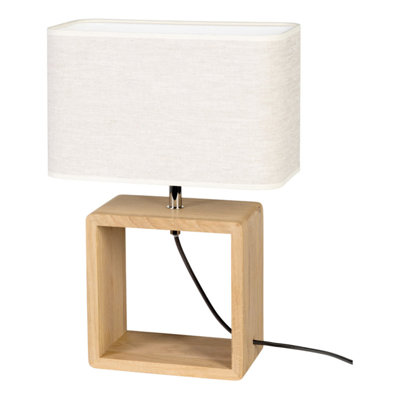 Boho Table Lamp 1xE27 Max.25W Oiled Oak/Black Fabric/Beige