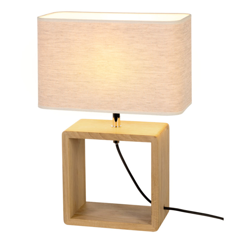 Boho Table Lamp 1xE27 Max.25W Oiled Oak/Black Fabric/Beige