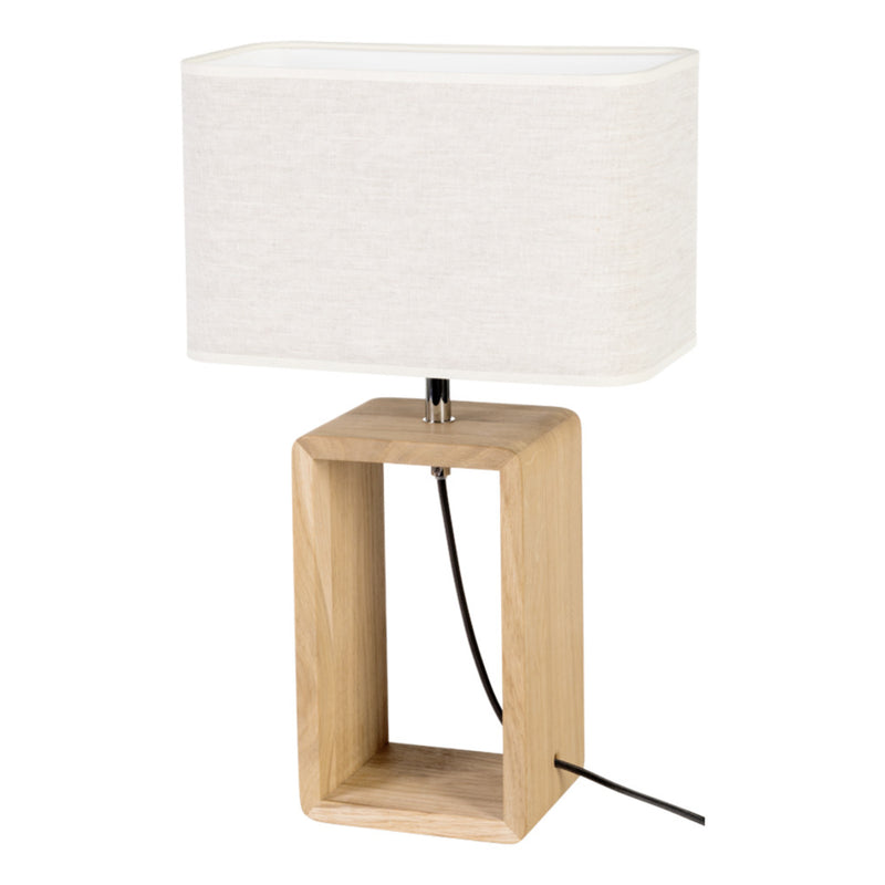 Boho Table Lamp 1xE27 Max.25W Oiled Oak/Black Fabric/Beige