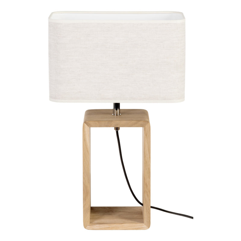 Boho Table Lamp 1xE27 Max.25W Oiled Oak/Black Fabric/Beige