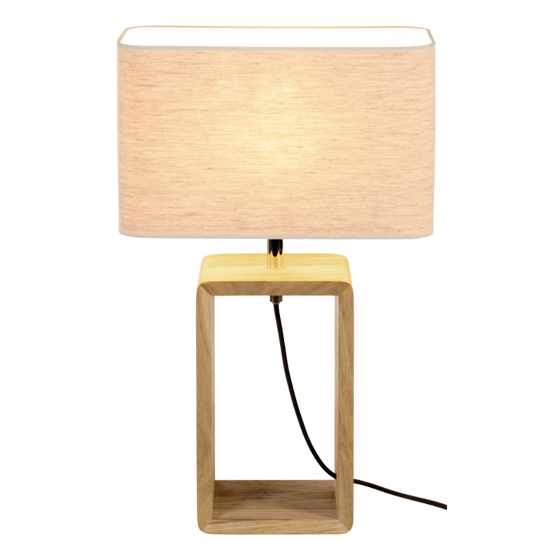 Boho Table Lamp 1xE27 Max.25W Oiled Oak/Black Fabric/Beige