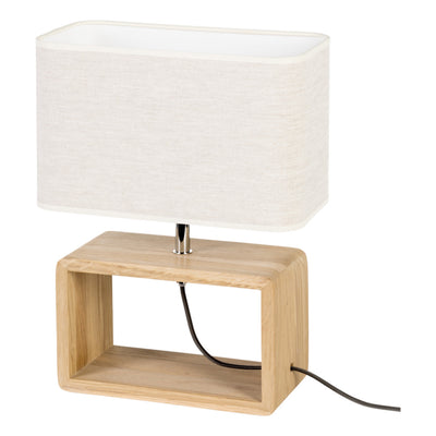 Boho Table Lamp 1xE27 Max.25W Oiled Oak/Black Fabric/Beige