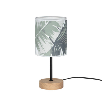 Madera  Wooden FSC Table Lamp 1xE27 Max25.W Oiled Oak/Black/Transparent PVC Cable/Gray-Green FSC Wallpaper