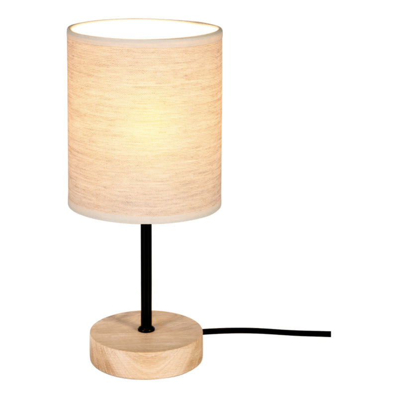 Boho Table Lamp 1xE27 Max.25W Oiled Oak/Black/Black PVC/Beige