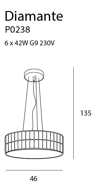 Lampada a sospensione Maxlight Diamante 5L G9, P 46cm