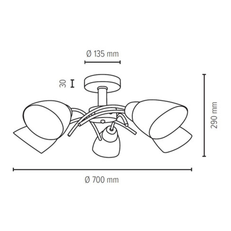 Viletta Wood Lampa Ceiling Lamp 3xE27 Max.60W Oiled Oak/Chrome/White