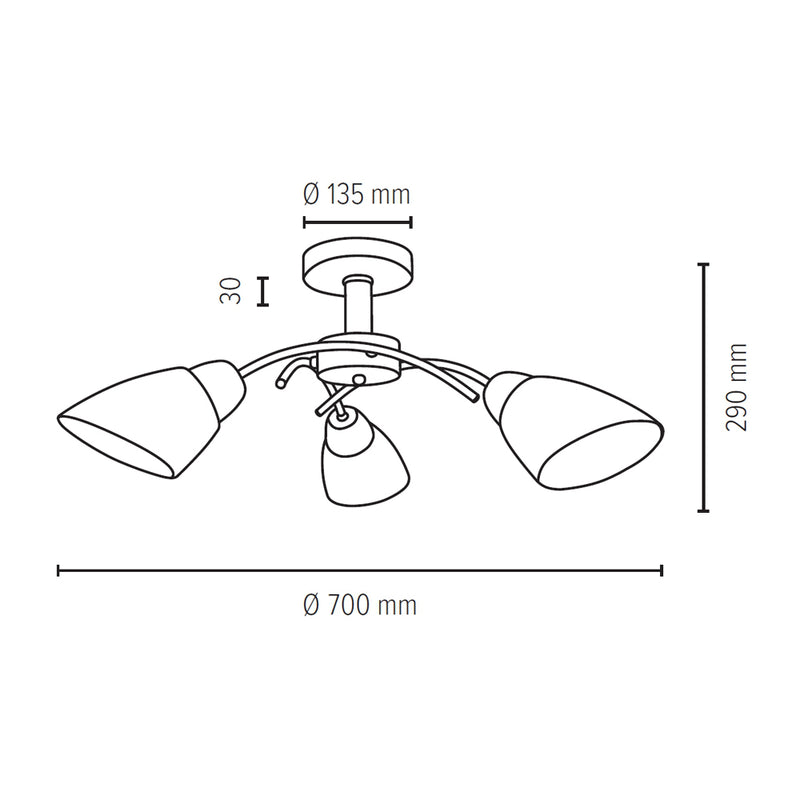 Viletta Wood Ceiling Lamp 5xE27 Max.60W Oiled Oak/Chrome/White