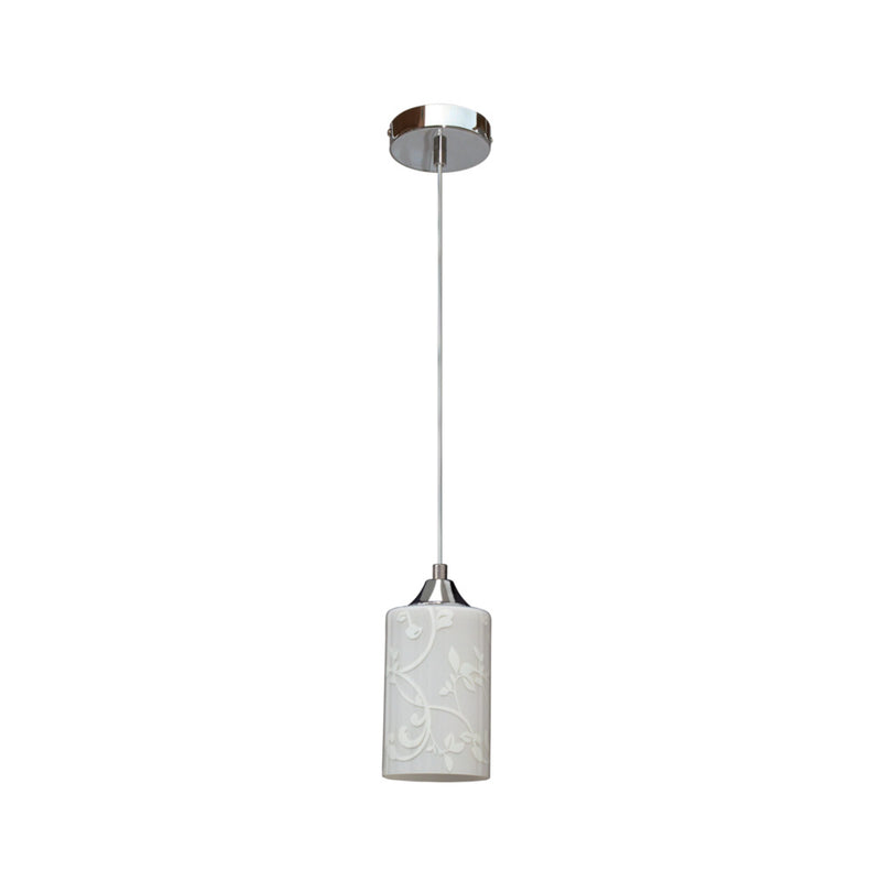 White Flowers Pendant Lamp 1xE27 60W Chrome / White