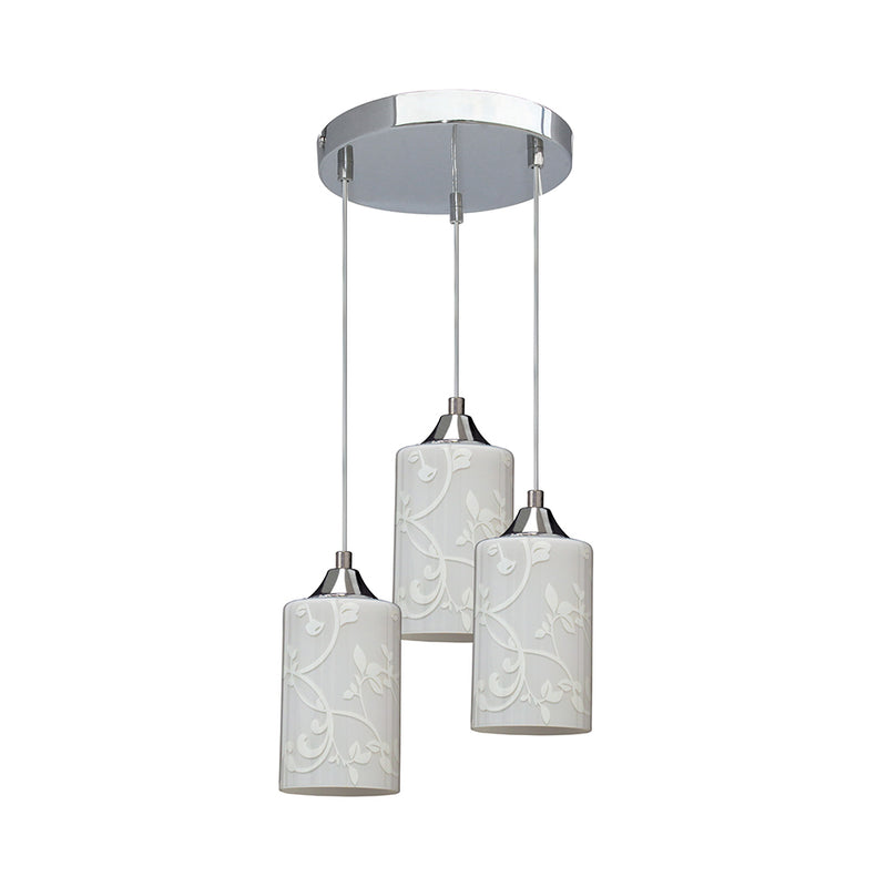 White Flowers Pendant Lamp 3xE27 60W Chrome / White