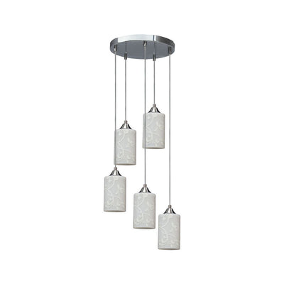 Flowers Pendant Lamp 5xE27 Max.60W Chrome/White