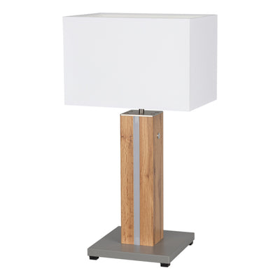 Flame Table Lamp 1xE27 Max.40W, 1x LED 12V Integrated 4.6W Gray/Oak/Black PVC/White