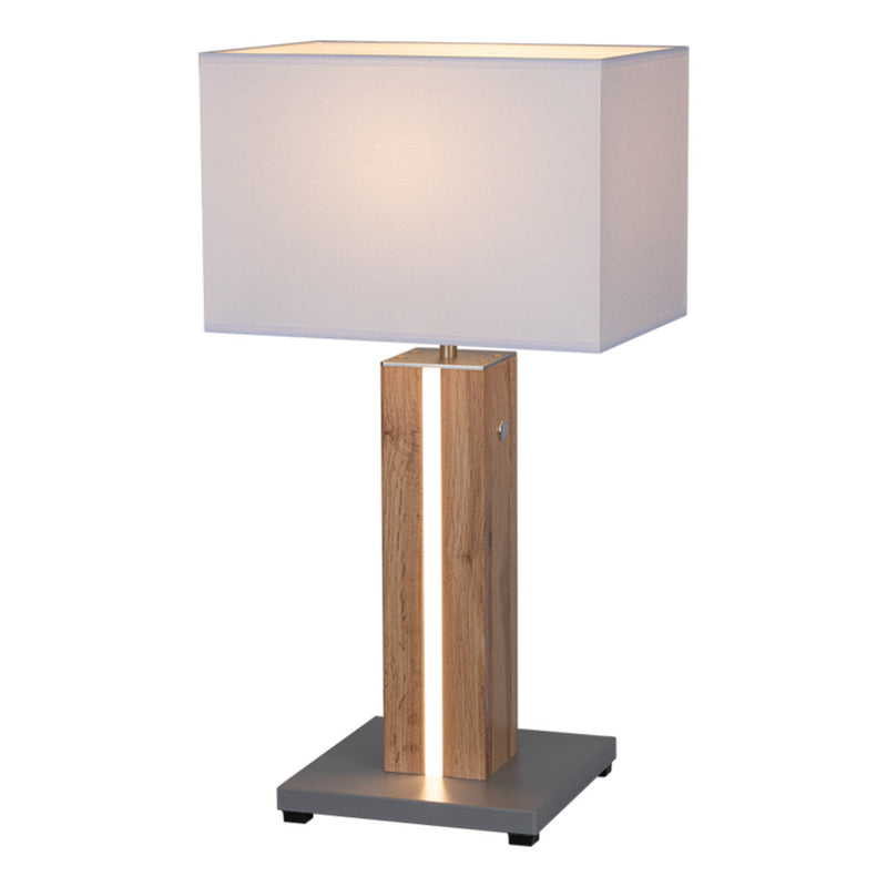 Flame Table Lamp 1xE27 Max.40W, 1x LED 12V Integrated 4.6W Gray/Oak/Black PVC/White