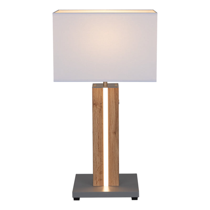 Flame Table Lamp 1xE27 Max.40W, 1x LED 12V Integrated 4.6W Gray/Oak/Black PVC/White