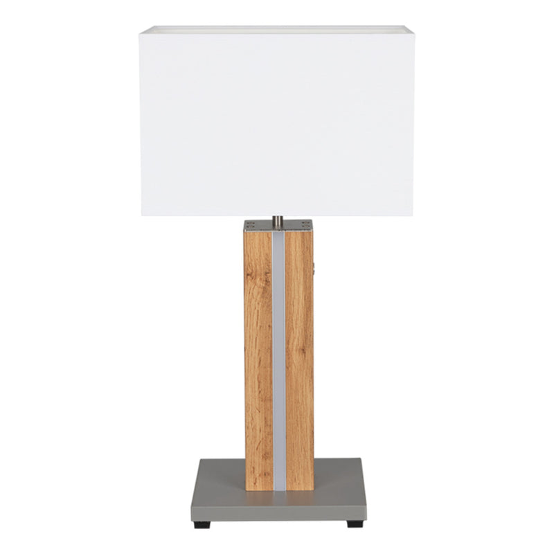 Flame Table Lamp 1xE27 Max.40W, 1x LED 12V Integrated 4.6W Gray/Oak/Black PVC/White