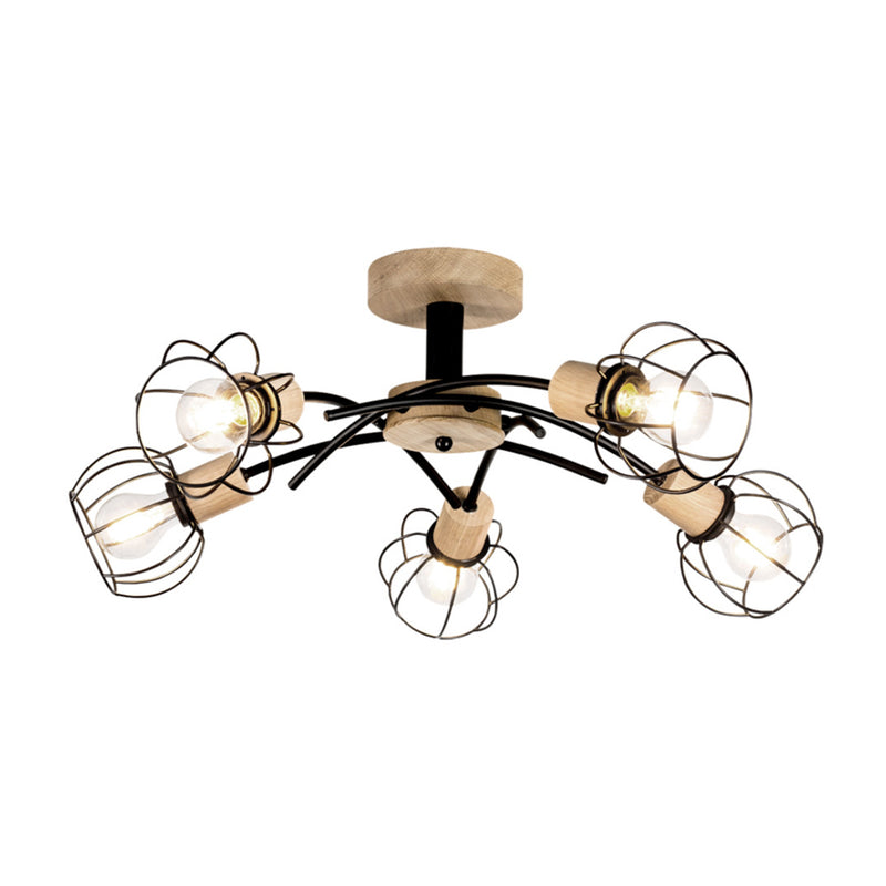 Britop Lighting Viviane 5L lámpara de araña madera de roble E27 D 70cm