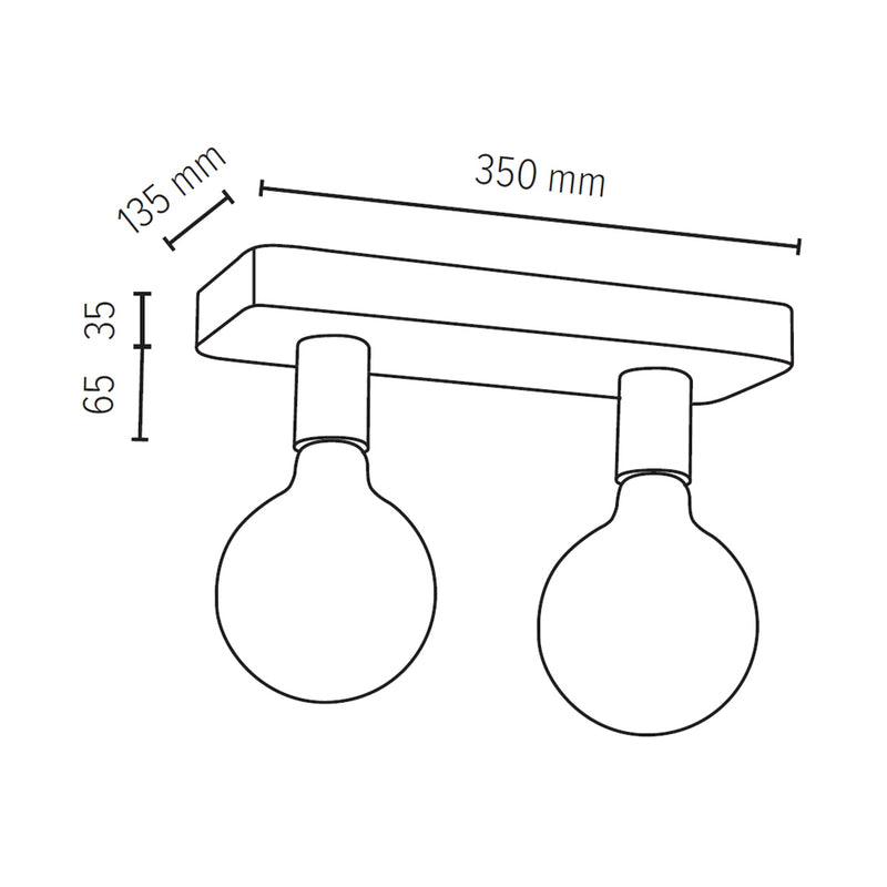 Fortan Ceiling Lamp 2xE27 Max.60W Concrete Gray/Black