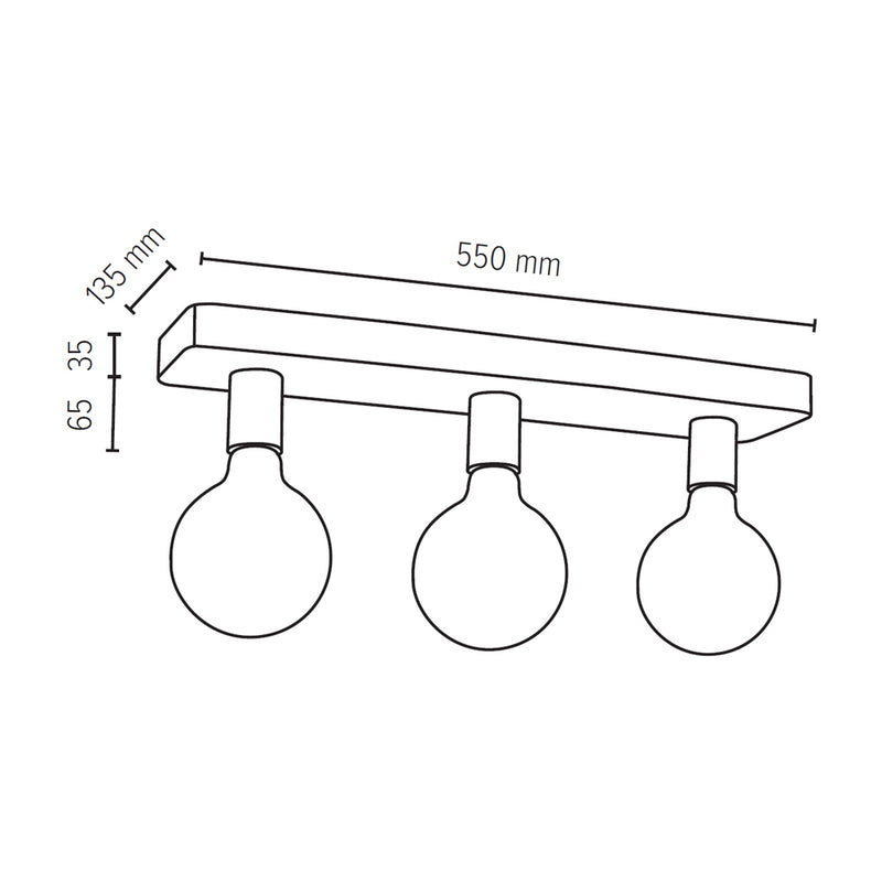 Fortan Ceiling Lamp 3xE27 Max.60W Concrete Gray/Black