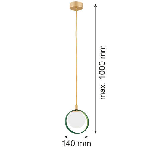 Argon Saturnia 1L pendant lamp G9 H 100cm