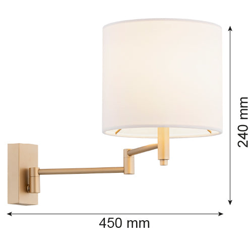 Argon Dolce 1L reading swing wall lamp E27 H 24cm