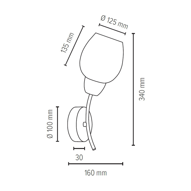 Parma Wood Wall Lamp 1xE27 Max.60W Oiled Oak/Chrome/White