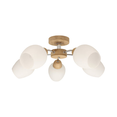 Parma Wood Ceiling Lamp 5xE27 Max.60W Oiled Oak/Chrome/White