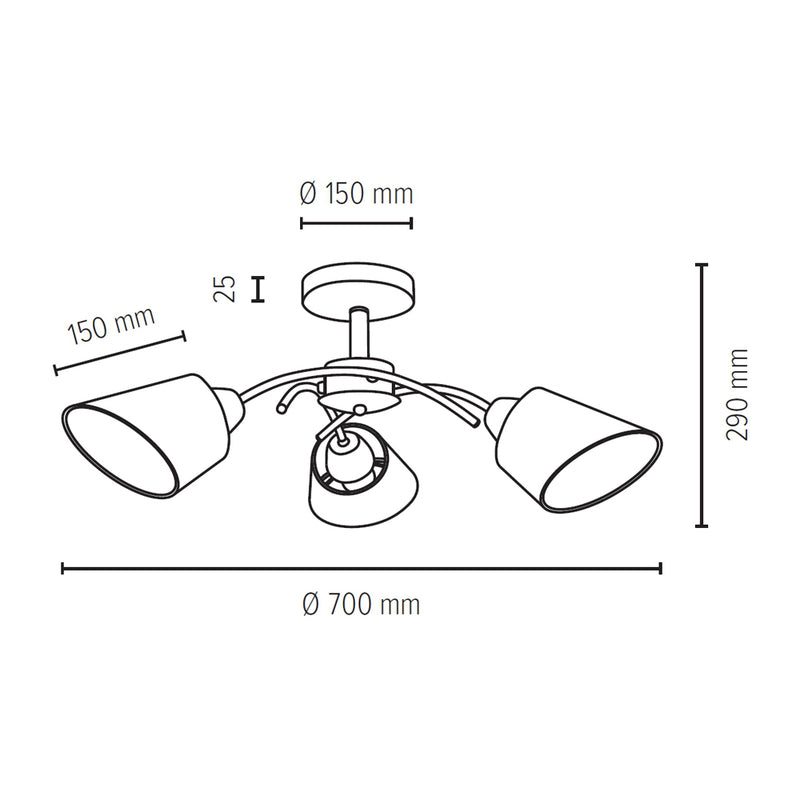 Mette Ceiling Lamp 3xE27 Max.40W Chrome/White