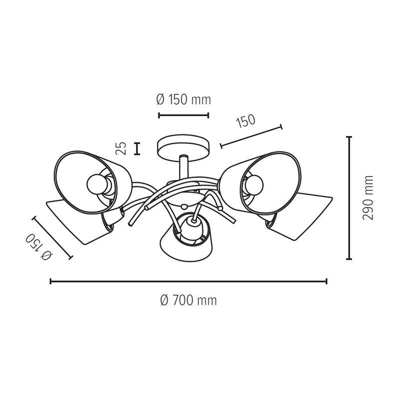 Mette Ceiling Lamp 5xE27 Max.60W Chrome/White